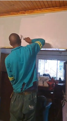 Contractor completing interior work